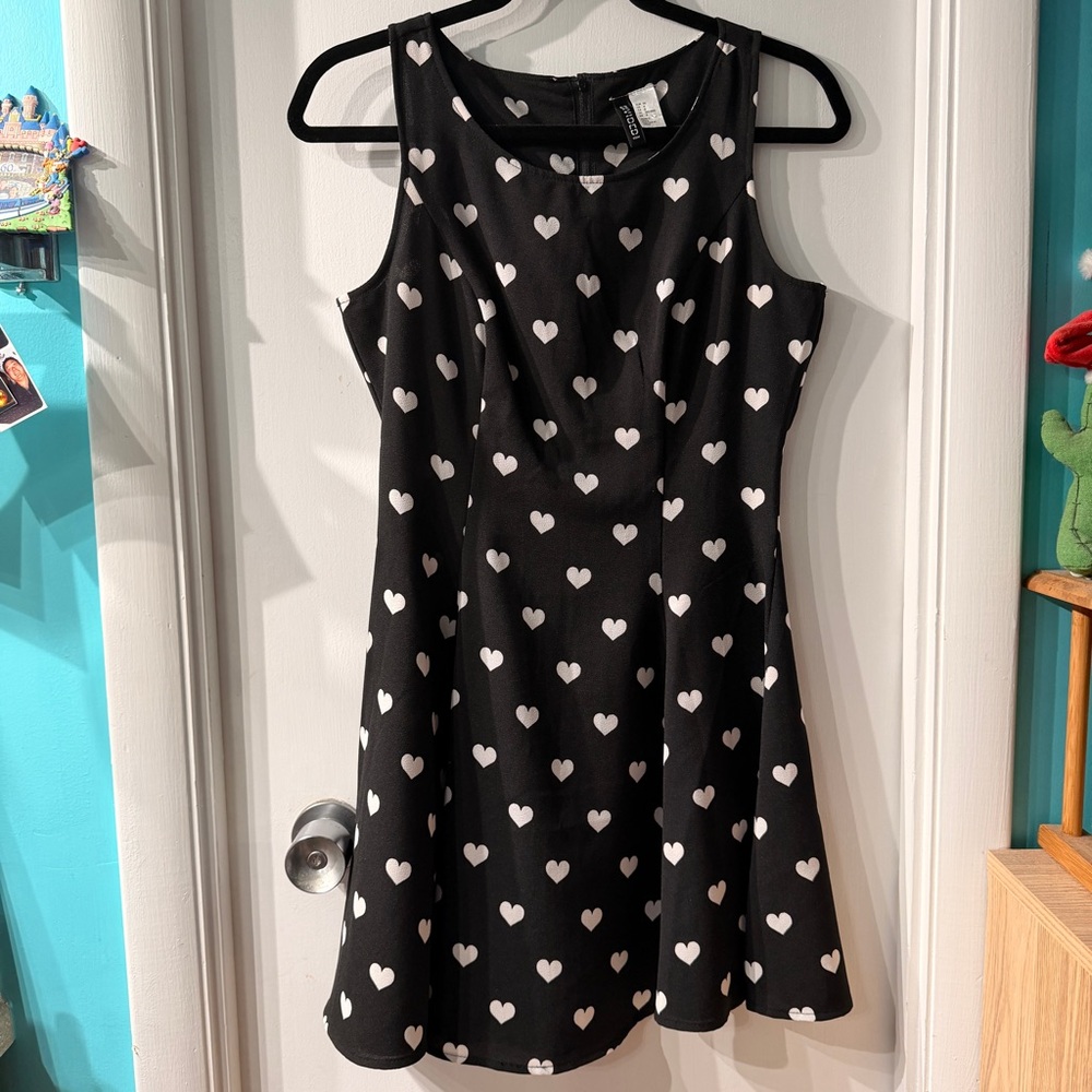 H&M Black Dress with White Heart Design